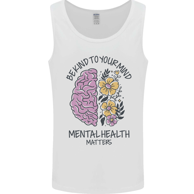 Be Kind to Your Mind Mental Health Mens Vest Tank Top White
