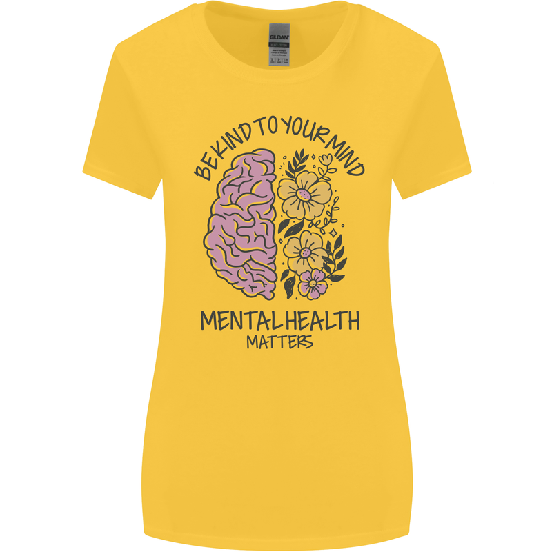 Be Kind to Your Mind Mental Health Womens Wider Cut T-Shirt Yellow