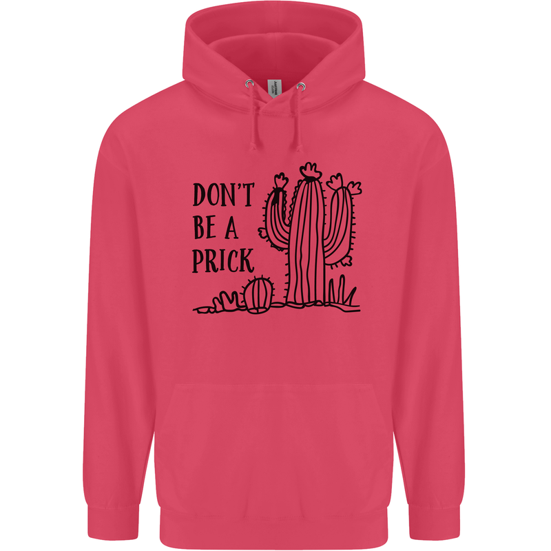 Be a Prick Funny Offensive Cactus Slogan Childrens Kids Hoodie Heliconia