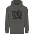 Be a Prick Funny Offensive Cactus Slogan Childrens Kids Hoodie Storm Grey