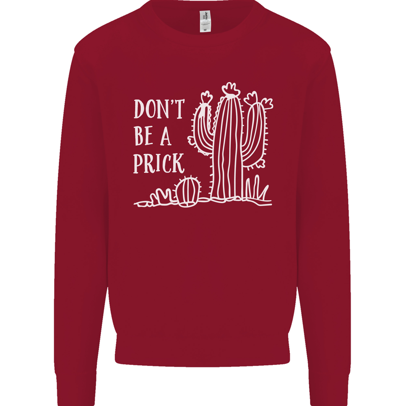 Be a Prick Funny Offensive Cactus Slogan Kids Sweatshirt Jumper Red