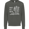 Be a Prick Funny Offensive Cactus Slogan Kids Sweatshirt Jumper Storm Grey