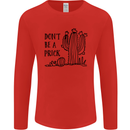 Be a Prick Funny Offensive Cactus Slogan Mens Long Sleeve T-Shirt Red