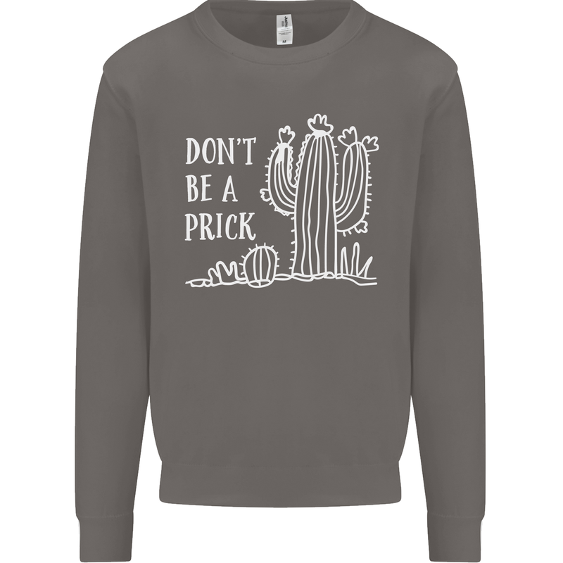 Be a Prick Funny Offensive Cactus Slogan Mens Sweatshirt Jumper Charcoal