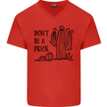 Be a Prick Funny Offensive Cactus Slogan Mens V-Neck Cotton T-Shirt Red