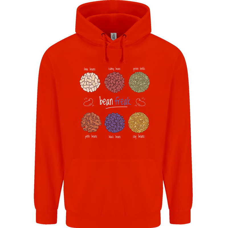 Beans Vegan Kidney Soy Lentils Vegetarian Mens 80% Cotton Hoodie Bright Red