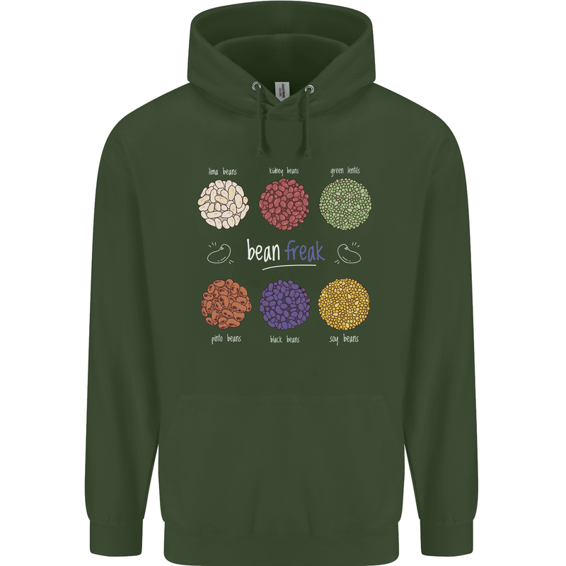 Beans Vegan Kidney Soy Lentils Vegetarian Mens 80% Cotton Hoodie Forest Green