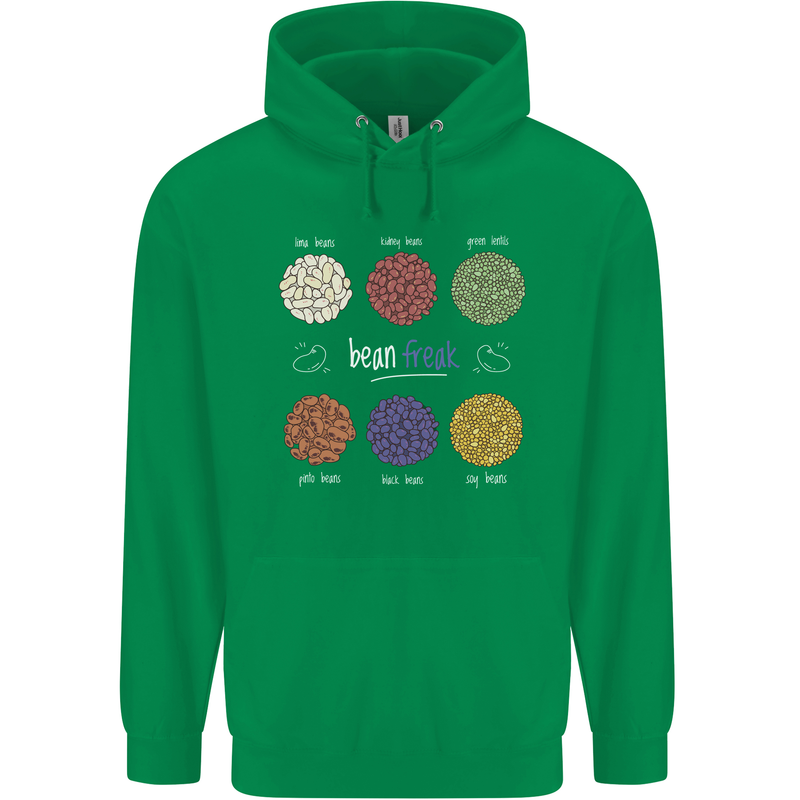 Beans Vegan Kidney Soy Lentils Vegetarian Mens 80% Cotton Hoodie Irish Green