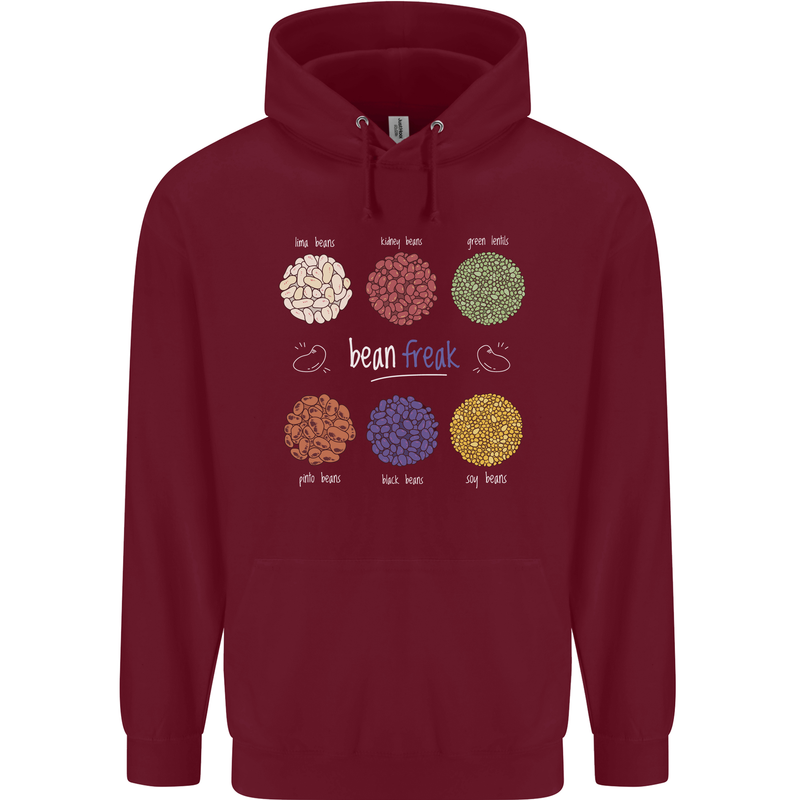 Beans Vegan Kidney Soy Lentils Vegetarian Mens 80% Cotton Hoodie Maroon