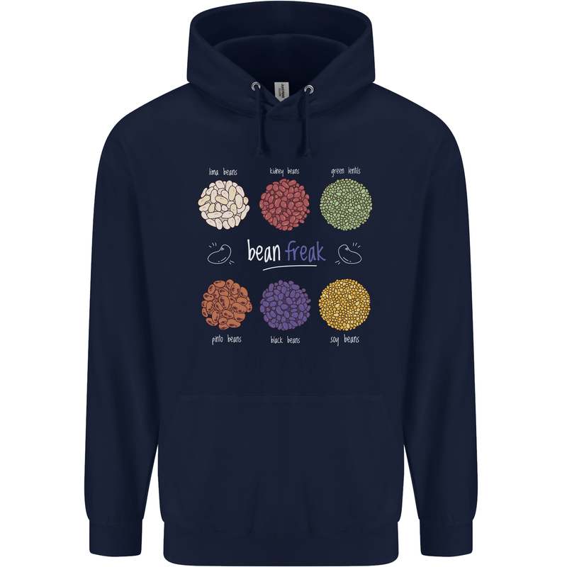 Beans Vegan Kidney Soy Lentils Vegetarian Mens 80% Cotton Hoodie Navy Blue