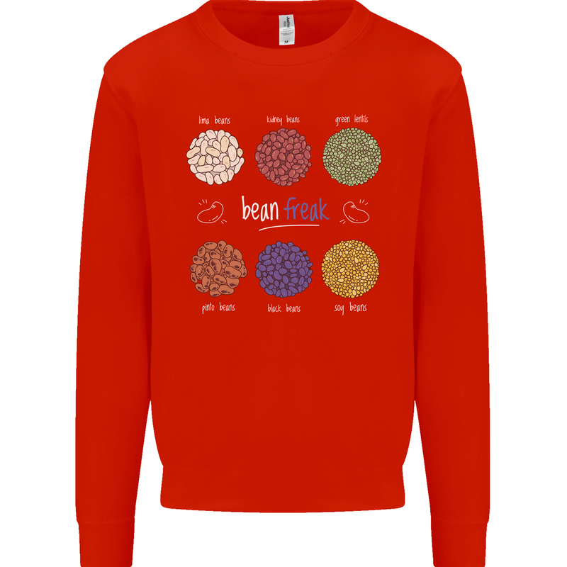 Beans Vegan Kidney Soy Lentils Vegetarian Mens Sweatshirt Jumper Bright Red