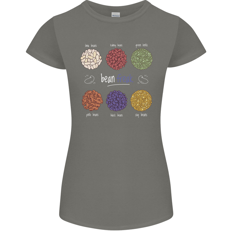 Beans Vegan Kidney Soy Lentils Vegetarian Womens Petite Cut T-Shirt Charcoal