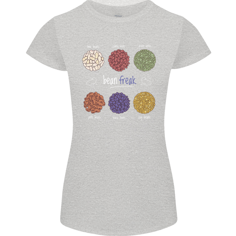 Beans Vegan Kidney Soy Lentils Vegetarian Womens Petite Cut T-Shirt Sports Grey