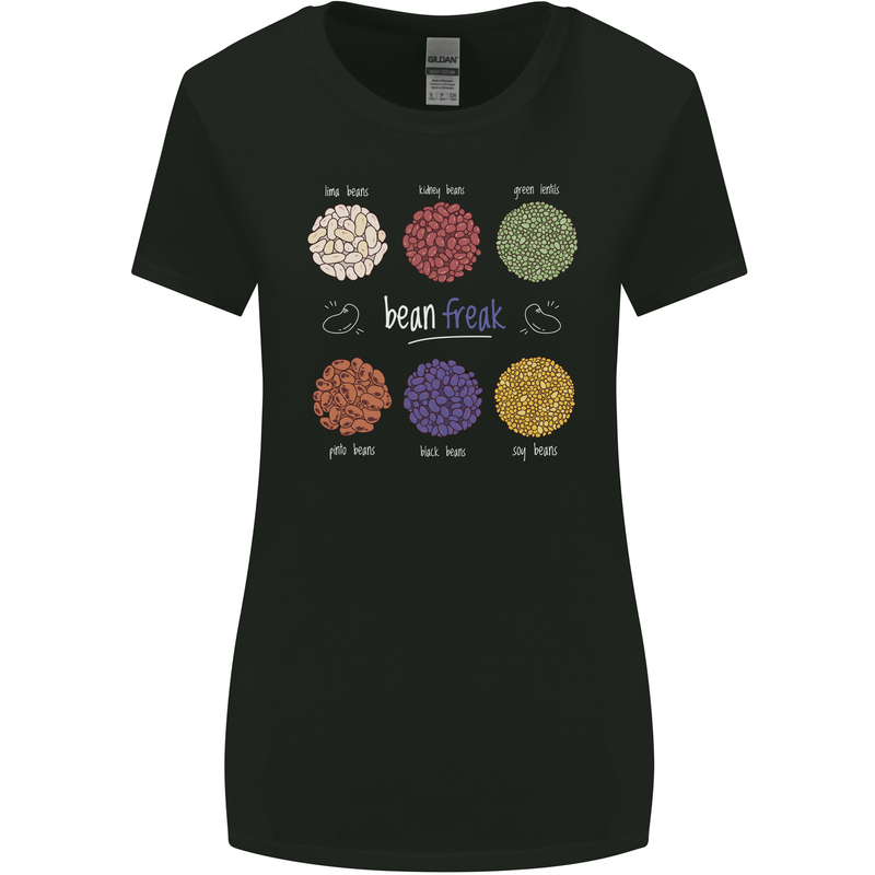 Beans Vegan Kidney Soy Lentils Vegetarian Womens Wider Cut T-Shirt Black