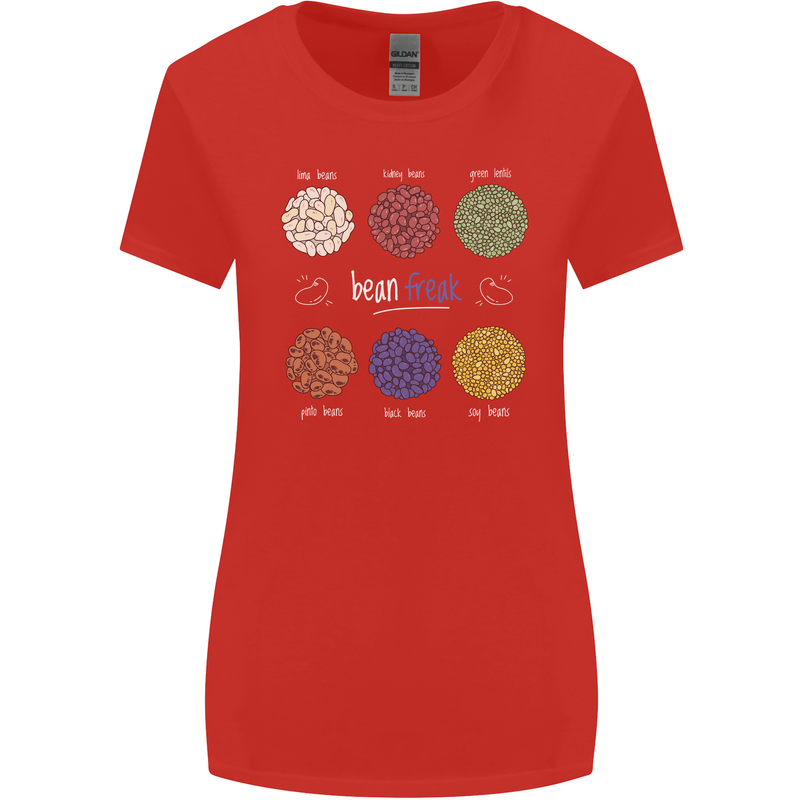 Beans Vegan Kidney Soy Lentils Vegetarian Womens Wider Cut T-Shirt Red