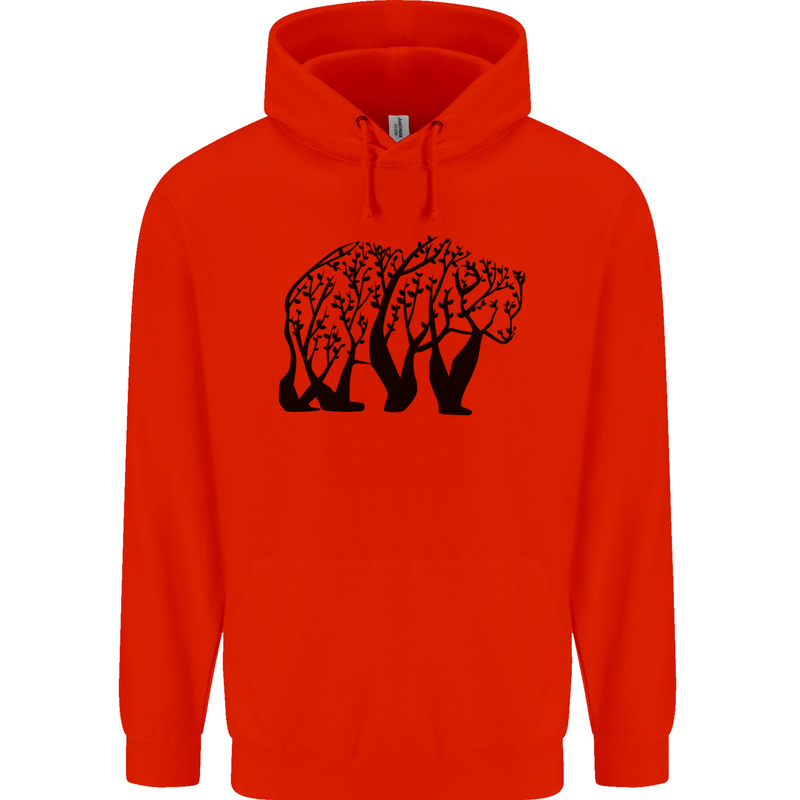 Bear Tree Animal Ecology Childrens Kids Hoodie Bright Red