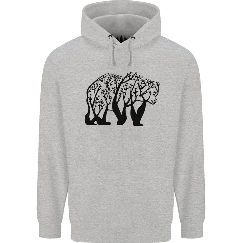 Bear Tree Animal Ecology Childrens Kids Hoodie Sports Grey