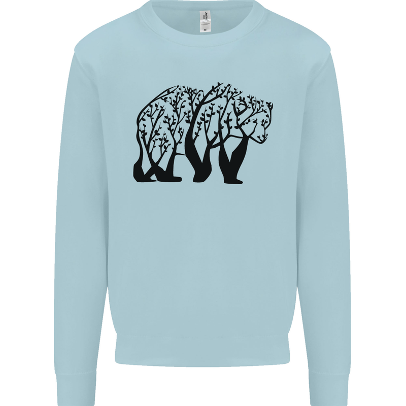 Bear Tree Animal Ecology Kids Sweatshirt Jumper Light Blue