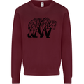 Bear Tree Animal Ecology Kids Sweatshirt Jumper Maroon