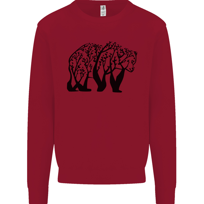 Bear Tree Animal Ecology Kids Sweatshirt Jumper Red