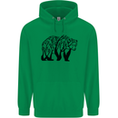 Bear Tree Animal Ecology Mens 80% Cotton Hoodie Irish Green