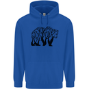 Bear Tree Animal Ecology Mens 80% Cotton Hoodie Royal Blue