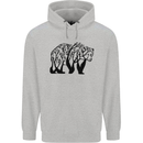 Bear Tree Animal Ecology Mens 80% Cotton Hoodie Sports Grey