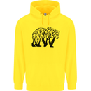 Bear Tree Animal Ecology Mens 80% Cotton Hoodie Yellow