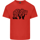 Bear Tree Animal Ecology Mens Cotton T-Shirt Tee Top Red