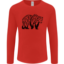 Bear Tree Animal Ecology Mens Long Sleeve T-Shirt Red
