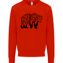 Bear Tree Animal Ecology Mens Sweatshirt Jumper Bright Red