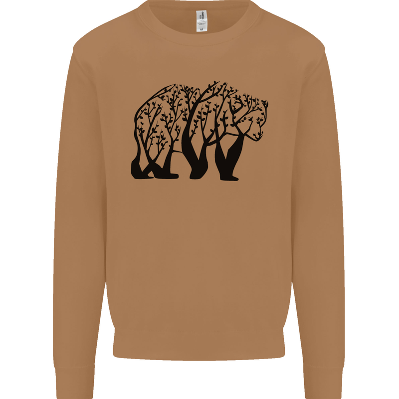 Bear Tree Animal Ecology Mens Sweatshirt Jumper Caramel Latte