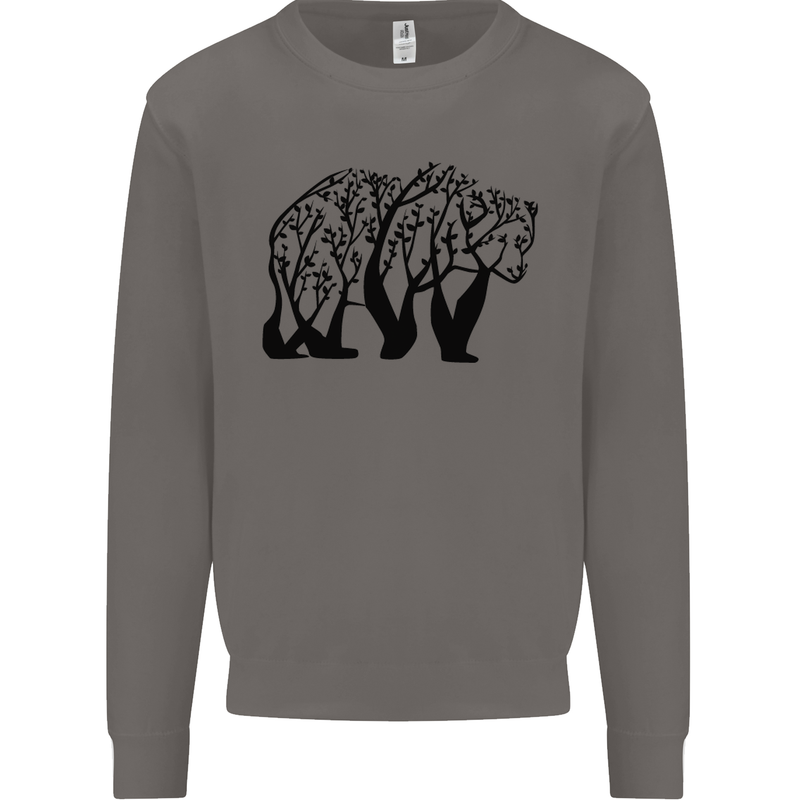 Bear Tree Animal Ecology Mens Sweatshirt Jumper Charcoal