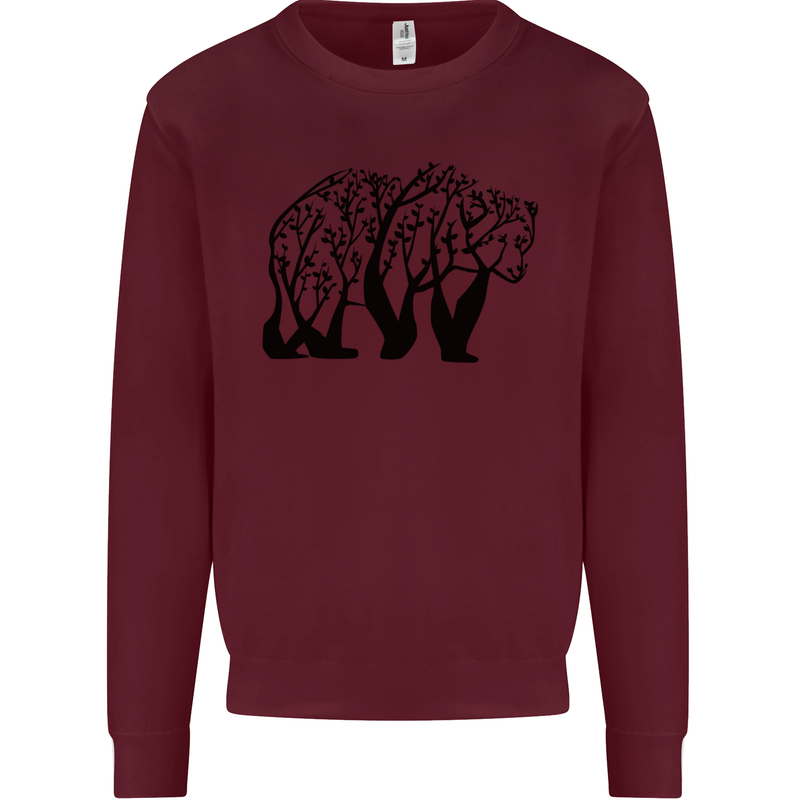 Bear Tree Animal Ecology Mens Sweatshirt Jumper Maroon
