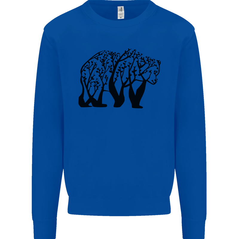 Bear Tree Animal Ecology Mens Sweatshirt Jumper Royal Blue
