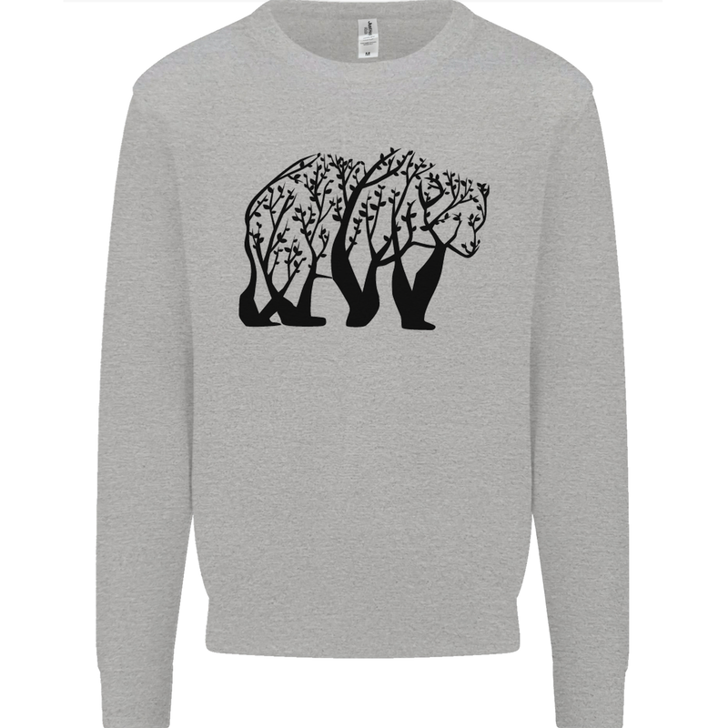 Bear Tree Animal Ecology Mens Sweatshirt Jumper Sports Grey