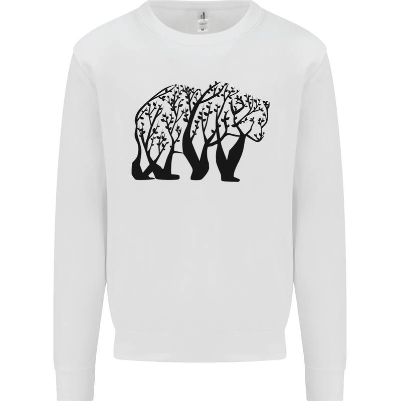 Bear Tree Animal Ecology Mens Sweatshirt Jumper White