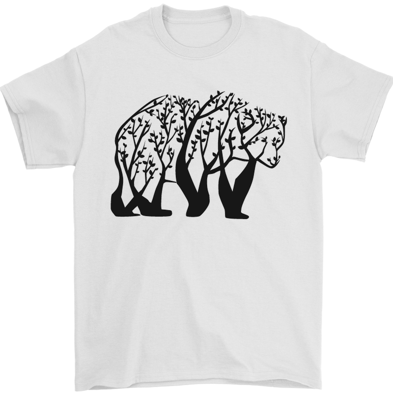 Bear Tree Animal Ecology Mens T-Shirt Cotton Gildan White