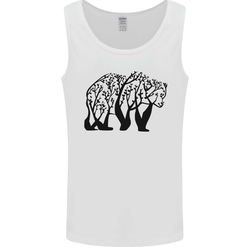 Bear Tree Animal Ecology Mens Vest Tank Top White