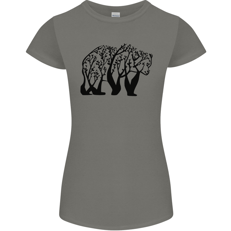 Bear Tree Animal Ecology Womens Petite Cut T-Shirt Charcoal