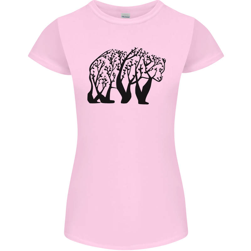 Bear Tree Animal Ecology Womens Petite Cut T-Shirt Light Pink