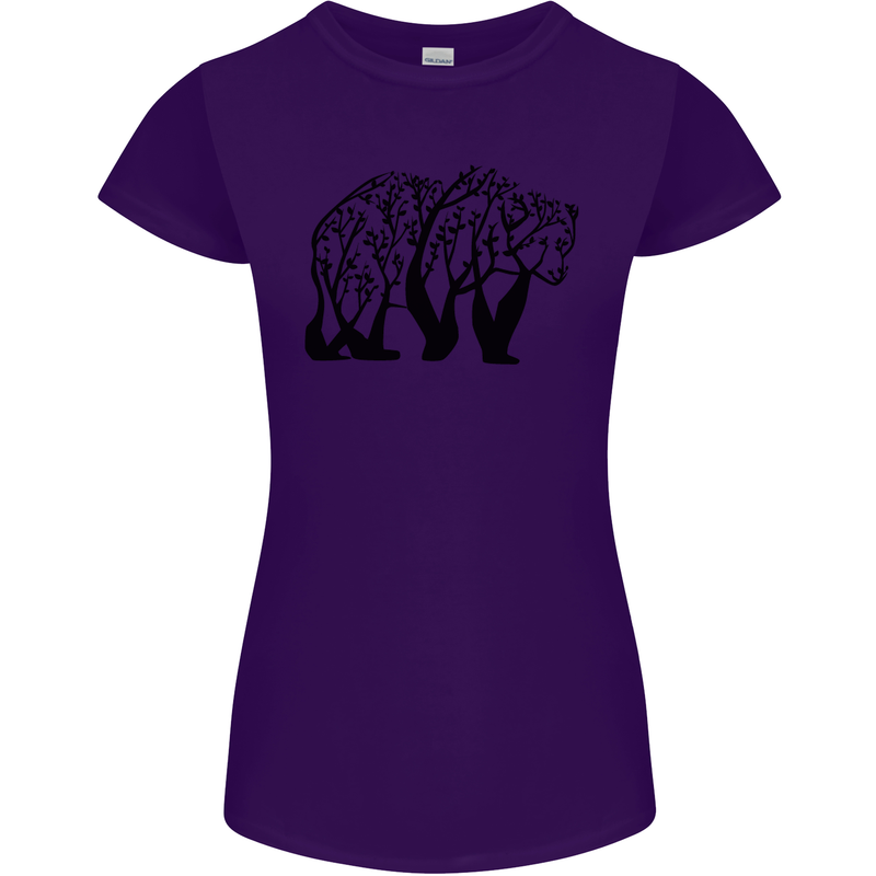 Bear Tree Animal Ecology Womens Petite Cut T-Shirt Purple