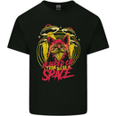 Bearded Cat From Space Outer Aliens UFO Kids T-Shirt Childrens Black