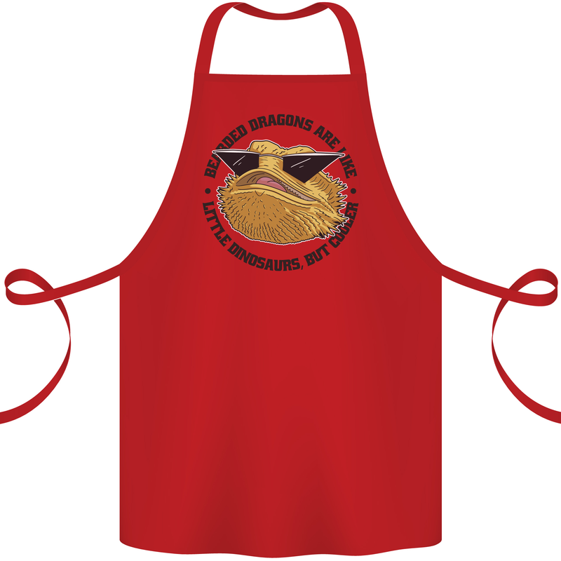 Bearded Dragons Are Like Little Dinosaurs Cotton Apron 100% Organic Red
