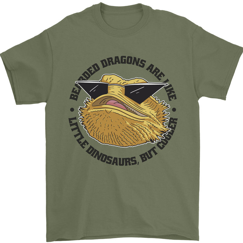 Bearded Dragons Are Like Little Dinosaurs Mens T-Shirt 100% Cotton Military Green