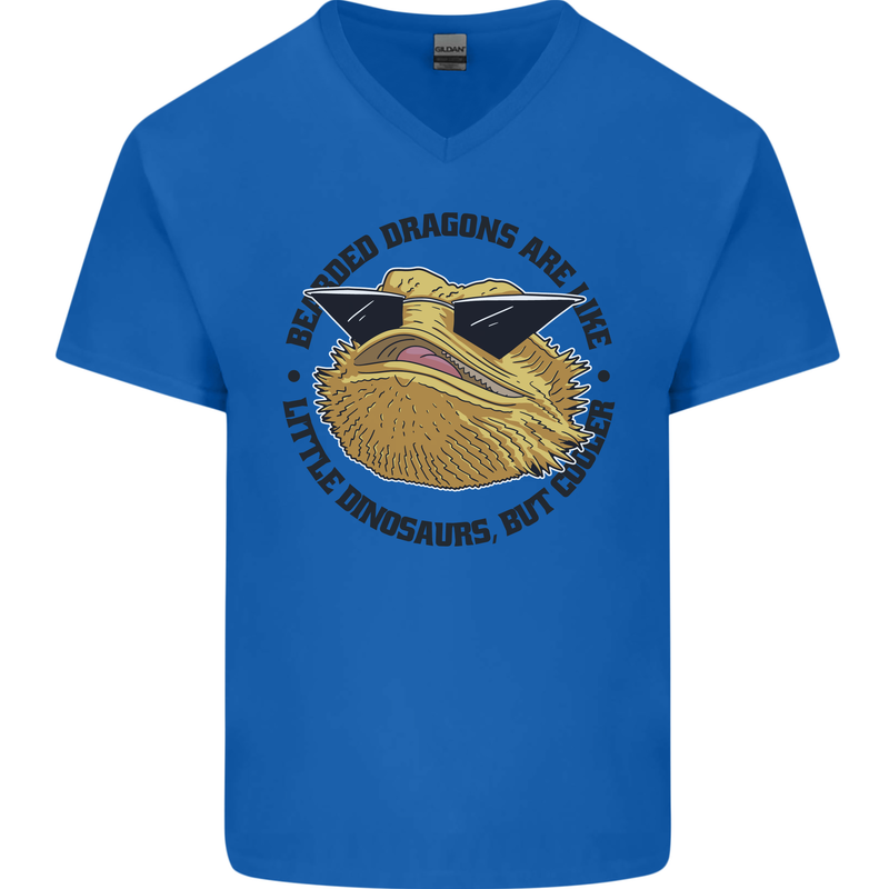 Bearded Dragons Are Like Little Dinosaurs Mens V-Neck Cotton T-Shirt Royal Blue