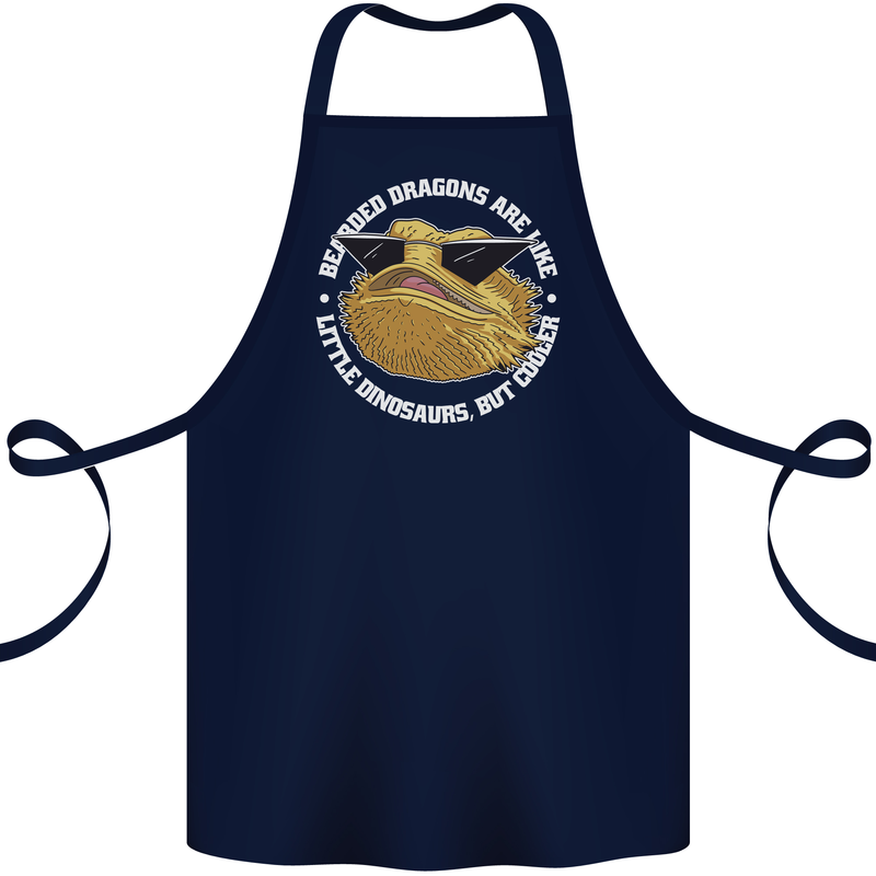 Bearded Dragons Like Little Dinosaurs Cotton Apron 100% Organic Navy Blue
