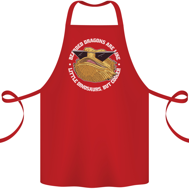 Bearded Dragons Like Little Dinosaurs Cotton Apron 100% Organic Red