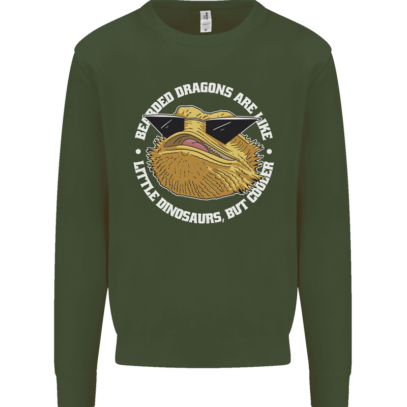 Bearded Dragons Like Little Dinosaurs Kids Sweatshirt Jumper Forest Green