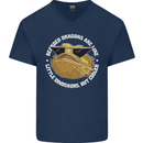 Bearded Dragons Like Little Dinosaurs Mens V-Neck Cotton T-Shirt Navy Blue